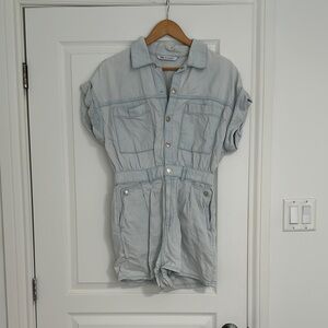Zara Light Blue Denim Romper